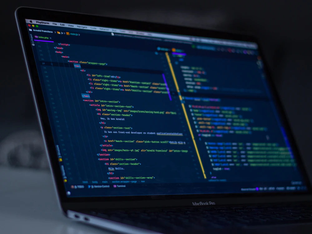 Source code displayed on a software development workstation