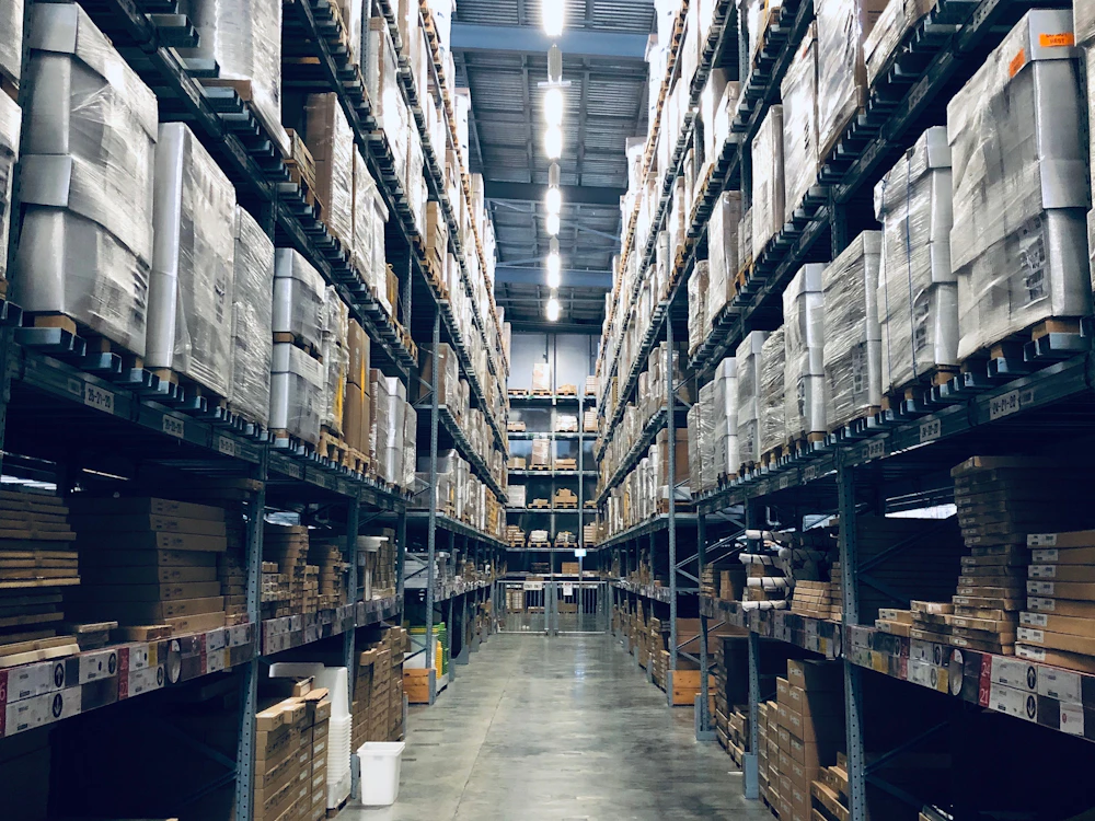Shelving and inventory in a warehouse